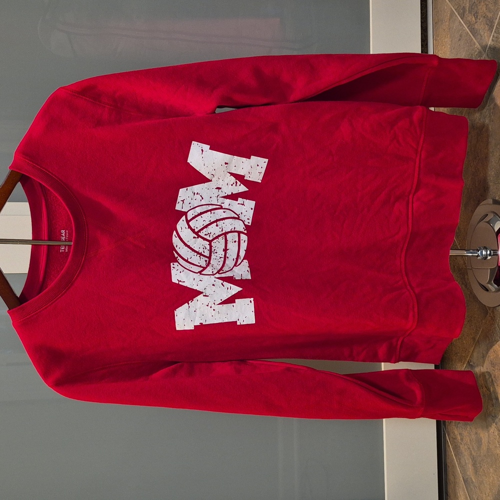 Red 'MOM' Volleyball Sweatshirt